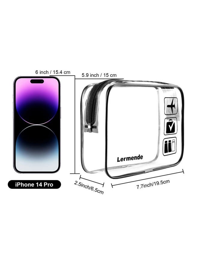Lermende 2pcs/pack Clear Toiletry Bag TSA Approved Travel Carry On Airport Airline Compliant Bag Quart Sized 3-1-1 Kit Luggage Pouch - Image 2