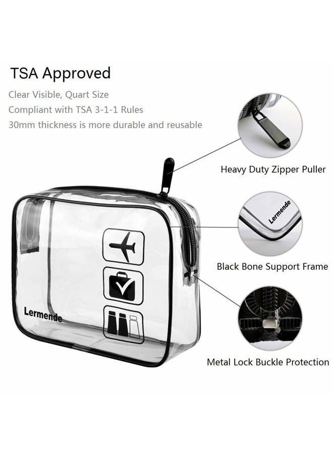 Lermende 2pcs/pack Clear Toiletry Bag TSA Approved Travel Carry On Airport Airline Compliant Bag Quart Sized 3-1-1 Kit Luggage Pouch - Image 3