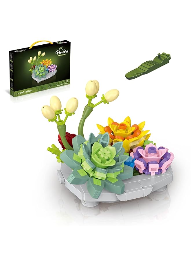 Excefore Mini Bricks Bonsai Model Flower Building 281Pcs Set Creative Diy Simulation Mini Particle Flower Botanical Collection Construction Building Toy For Adults & Child - Image 1