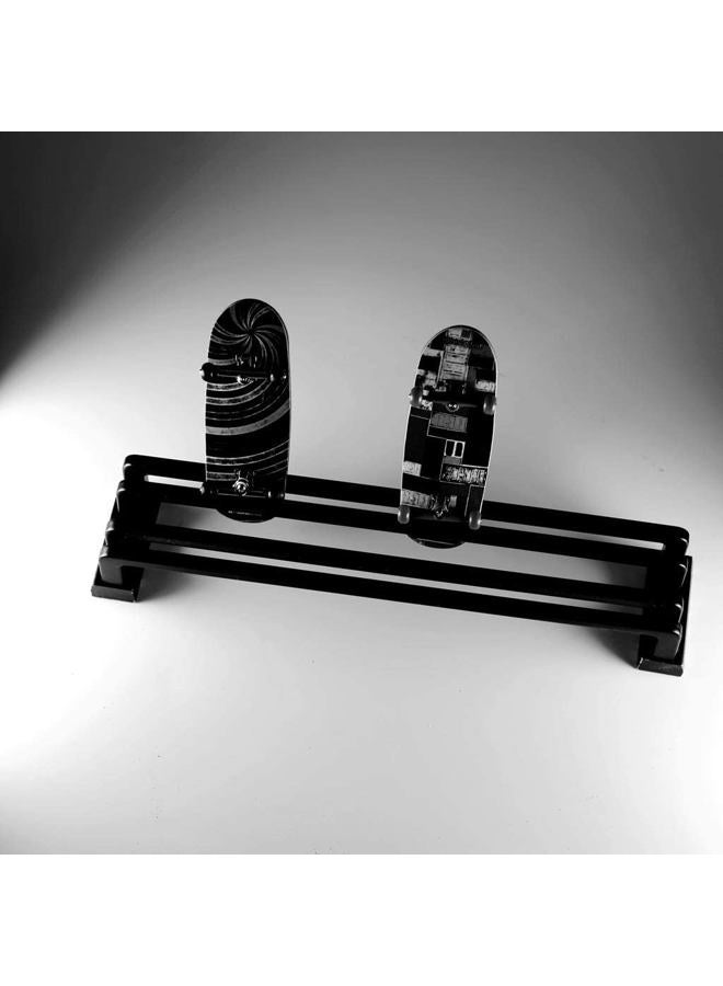 NOAHWOOD Fingerboard Park Bench Double Rail & Display (245 x 50 mm Double Rails Ramp, Ebony+ Metal Display Rack) - Image 2