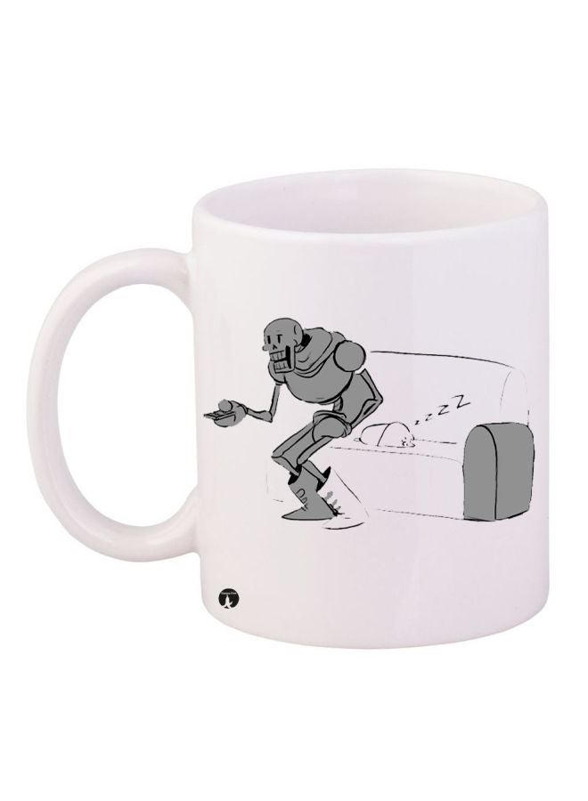 Cartoon Printed Coffee Mug White/Grey/Black 11ounce