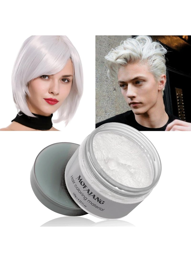 ZENTANMEI Temporary Hair Color Wax Hair Coloring Styling Wax Colored 423Oz Each Neutral Hair Wax Clay Mud Matte LongLasting Definition Hairstyle Cream White 