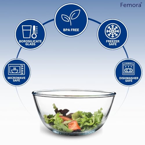Femora Borosilicate Glass Mixing Bowl | Microwave Safe Bowl | Oven Bowls |1 Year Warrnty | Set of 1, 1650 ML - Image 3