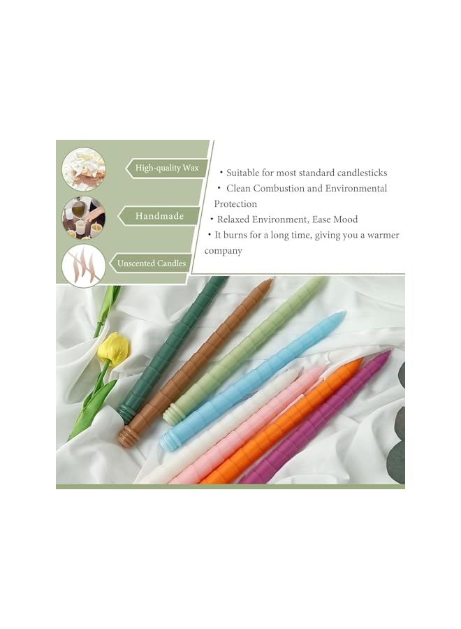 The Bros 7.3 Inch Spiral Taper Candles, 8+ Hours Burn Time, Unscented, Smokeless and Dripless Swirl Long Candles for Wedding Dinner Home Decor Holiday Women Gifts, Pack of 2 (Violet) - Image 4