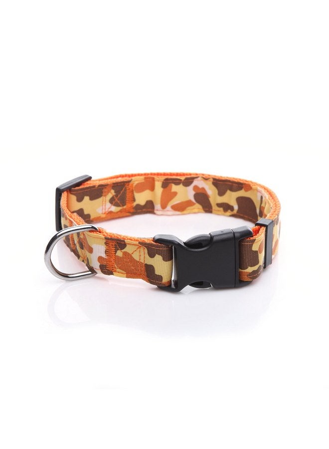 TAIDA Dog Collar, Nylon Camouflage Adjustable Collar, 1 Inch Wide, for Large Medium Dog (Orange) - Image 1