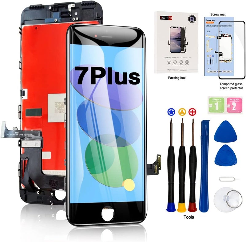 Oil resistant for iPhone 7 Plus LCD Screen Replacement Black 5.5 Inch Frame Assembly LCD Display 3D Touch Screen Digitizer with Repair Tools Kit Tempered Glass Screen Protector for A1784, A1785, A1661 Global simple assemble options - Image 1