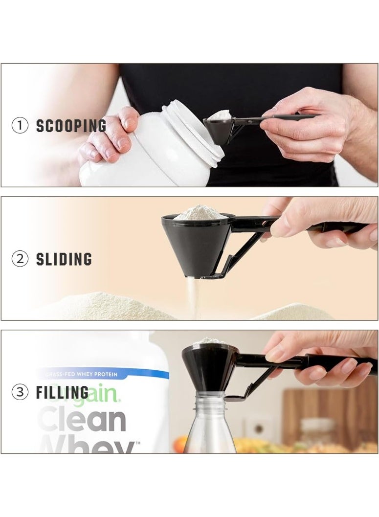 كيلا مغرفة قياس مع قمع لتعبئة زجاجات المياه بمسحوق البروتين ومسحوق الحليب المجفف وتعبئة كبسولات القهوة ك ك ك مع قشور القهوة - Image 2