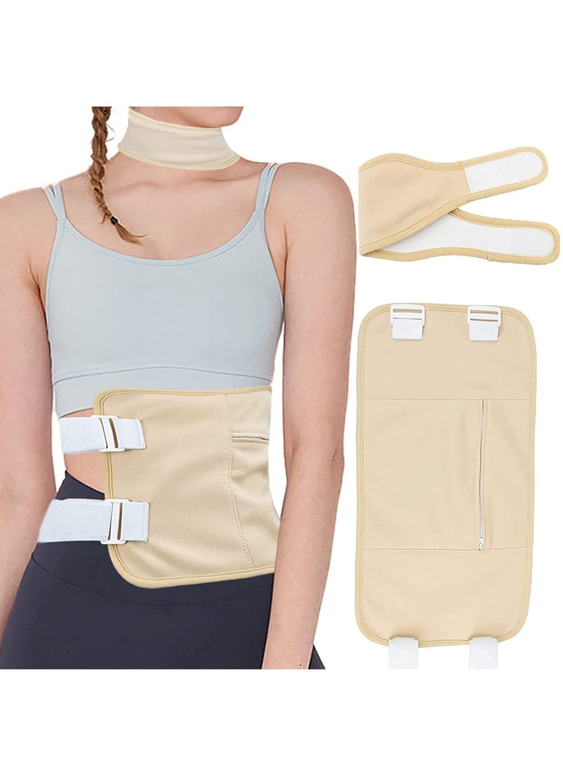 2 Pack Castor Oil Pack Wrap Waist and Neck Castor Oil Packs for Liver Detox Reusable Castor Oil Pack Kit with Adjustable Strap for Thyroid (Oil Not Included)
