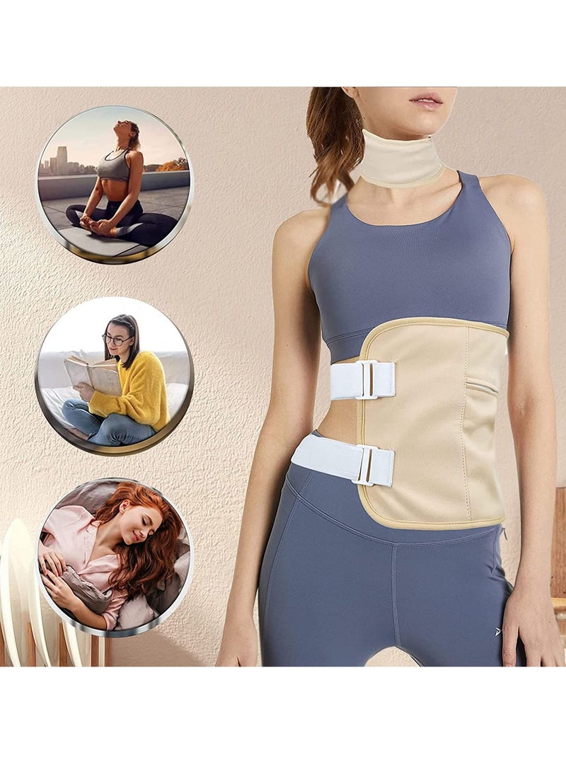 2 Pack Castor Oil Pack Wrap Waist and Neck Castor Oil Packs for Liver Detox Reusable Castor Oil Pack Kit with Adjustable Strap for Thyroid (Oil Not Included)