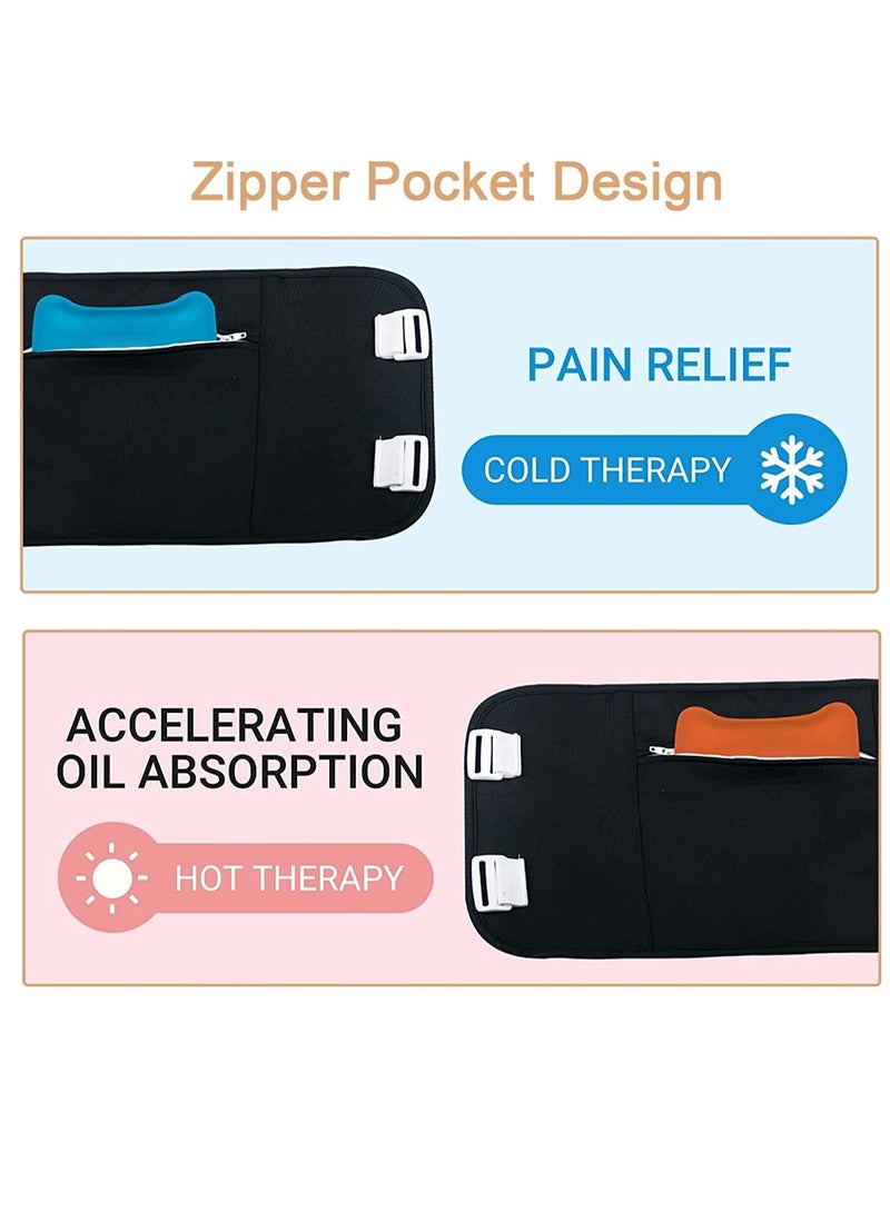 2 Pack Castor Oil Pack Wrap Waist and Neck Castor Oil Packs for Liver Detox Reusable Castor Oil Pack Kit with Adjustable Strap for Thyroid (Oil Not Included)