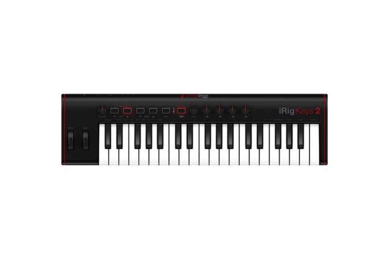 IK Multimedia iRig Keys 2 portable keyboard MIDI controller with 37 velocity-sensitive synth-action mini keys and headphone output, for iPhone, iPad, Mac, PC, Android - Image 1