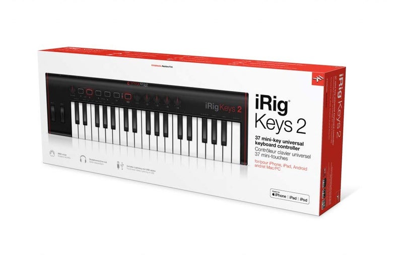 IK Multimedia iRig Keys 2 portable keyboard MIDI controller with 37 velocity-sensitive synth-action mini keys and headphone output, for iPhone, iPad, Mac, PC, Android - Image 4