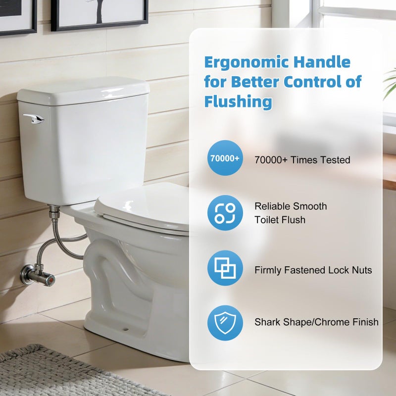 iFealClear Universal Toilet Handle Replacement Kit, Side/Angle Mount Toilet Flush Handle Compatible with Kohler K-GP30324-CP/TOTO/American Standard, Stainless Steel Flapper Chain, Chrome - Image 3