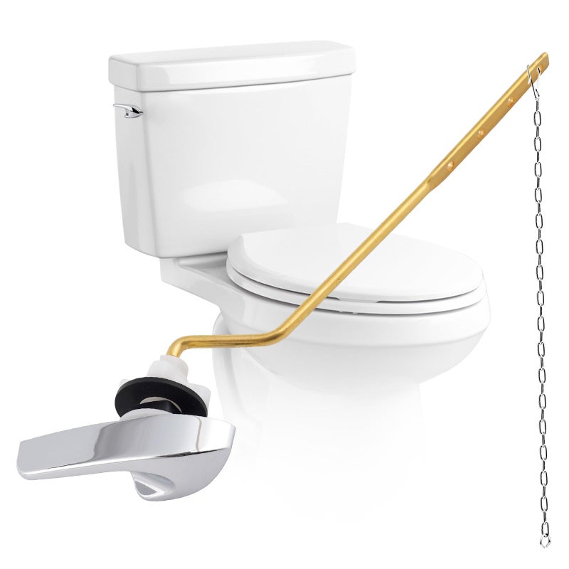 iFealClear Universal Toilet Handle Replacement Kit, Side/Angle Mount Toilet Flush Handle Compatible with Kohler K-GP30324-CP/TOTO/American Standard, Stainless Steel Flapper Chain, Chrome - Image 1