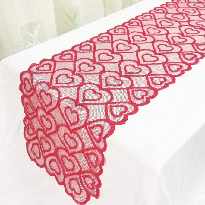VALENTINES DAY RED HEART TABLE RUNNER TABLE CLOTHVALENTINES DAY TABLE DECORATIONSVALENTINES DAY SUPPLIES183X36CM
