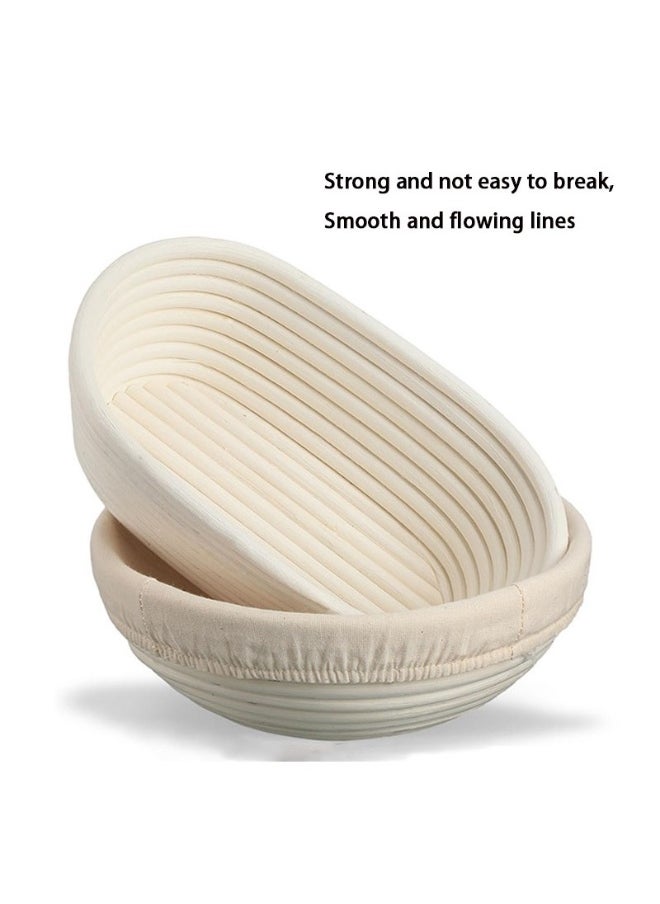 Generic - Bread baking kit baking tools 14-piece set, Bread Proofing Basket Set Œdough scraper, cloth cover, cutting knife, trimming knife, short-handled double-eye mixer, natural rattan oval + round bread fe - Image 1