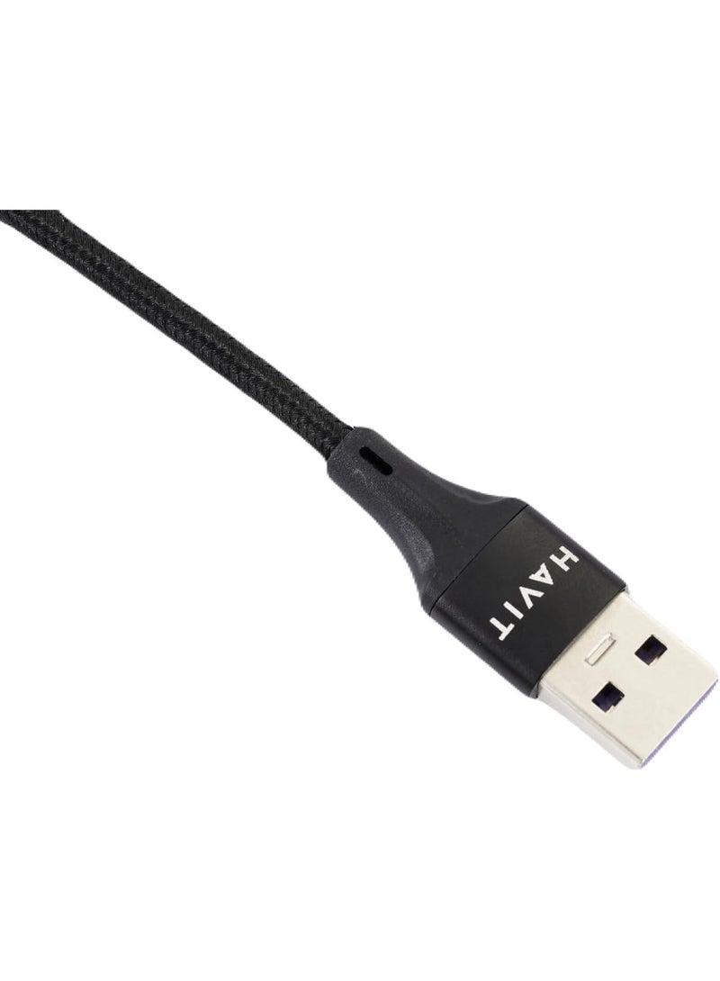 هافيت HAVIT Super VOOC Flash Charging C-Type Data Sync And Charging 5A,Double Nylon Braided100cm - Image 2