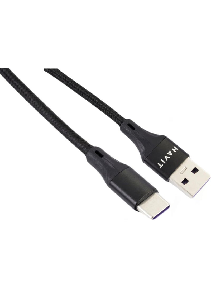 هافيت HAVIT Super VOOC Flash Charging C-Type Data Sync And Charging 5A,Double Nylon Braided100cm - Image 4