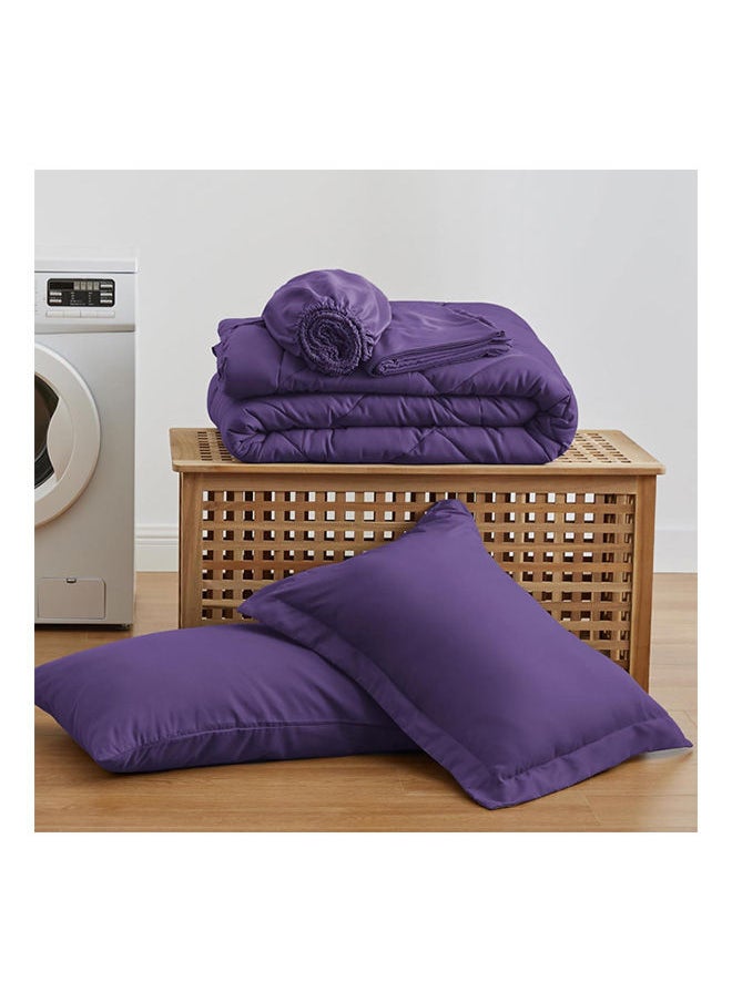 SIGNOOLA - Signoola Diamond Microfiber Heavy Comforter, 4.5 kg ,Set of 3 Piece (1 Comforter Blanket and 2 Pillow Cases), (240 cm x 250 cm), Super Soft Double Bed Blanket for Winter Purple Color - Image 1