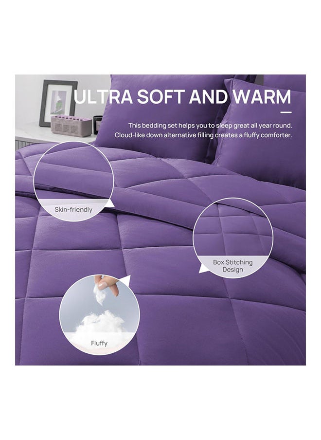 SIGNOOLA - Signoola Diamond Microfiber Heavy Comforter, 4.5 kg ,Set of 3 Piece (1 Comforter Blanket and 2 Pillow Cases), (240 cm x 250 cm), Super Soft Double Bed Blanket for Winter Purple Color - Image 1