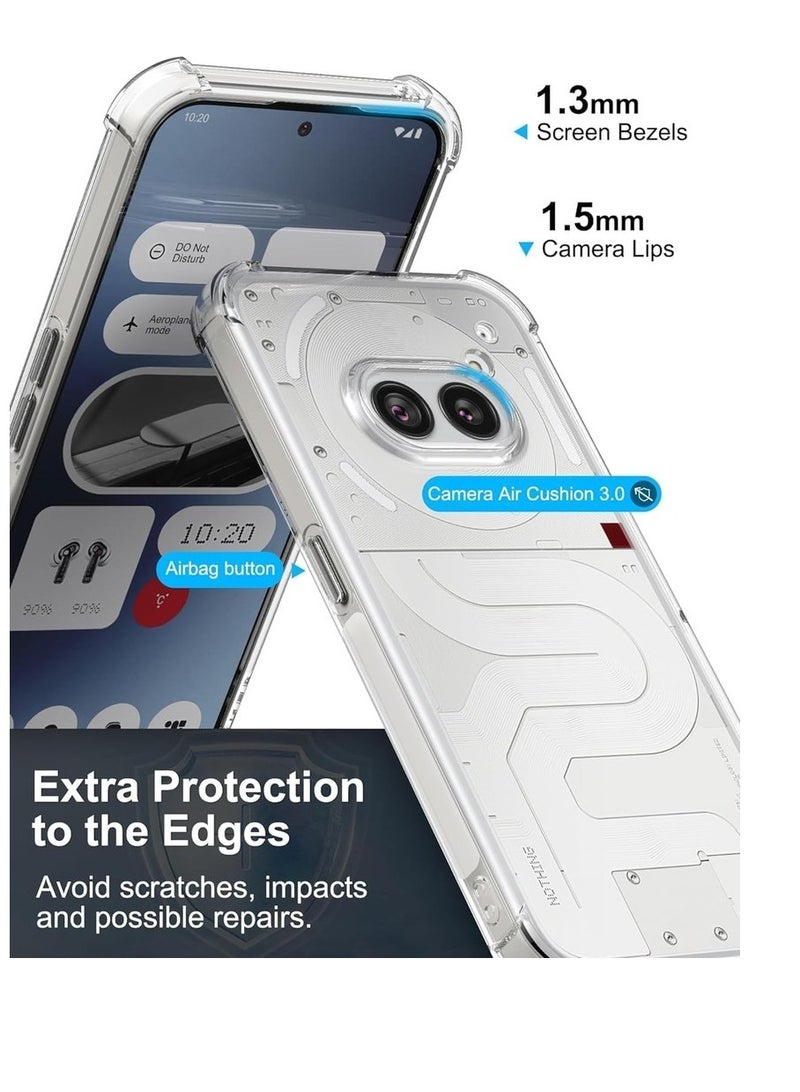 غطاء شفاف لهاتف 2a مع حماية الكاميرا وزوايا معززة رقيقة ومرنة من TPU سيليكون غطاء مضاد للصدمات كريستالي لهاتف Nothing 2a - Image 3