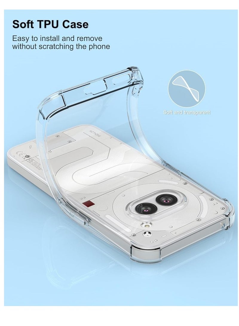 غطاء شفاف لهاتف 2a مع حماية الكاميرا وزوايا معززة رقيقة ومرنة من TPU سيليكون غطاء مضاد للصدمات كريستالي لهاتف Nothing 2a - Image 4