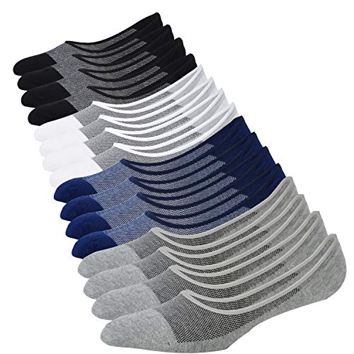 JORMATT 8 Pairs Mens Women Genuine No Show Socks Boys Sneaker Shoes Mesh Knit Low Cut Athletic Cotton Socks Non Slip, Men Shoe size 13-15 - Image 2
