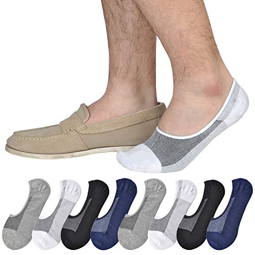 JORMATT 8 Pairs Mens Women Genuine No Show Socks Boys Sneaker Shoes Mesh Knit Low Cut Athletic Cotton Socks Non Slip, Men Shoe size 13-15 - Image 1
