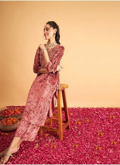 Women Pink Velvet Front Embroidered Straight Kurta - pzsku/ZFAD244B6D3C840A3726BZ/45/_/1707472864/a05c16a8-d5fa-431b-ae0c-d3bcd083dc82