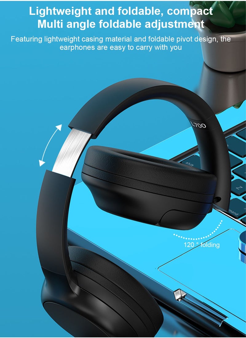 Sharpdo - Over-Ear Bluetooth Wireless Headphone,Stereo Sound Intelligent Noise-Canceling Headset, TF Card/Wired/Wireless Mode Black - Image 1