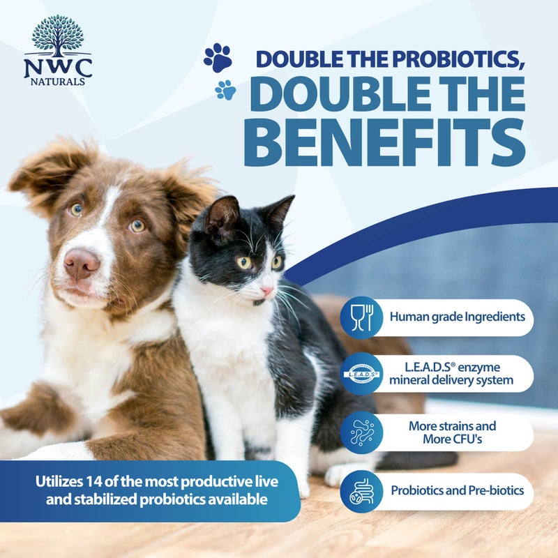 NWC Naturals Total-Biotics, Cat & Dog Probiotics for Digestive Health with Prebiotic, Unflavored Probiotic for Dogs & Cats, Supplement for Gut, Skin, Coat, Stomach Relief, 100 Servings, 2.22 Ounces - Image 5