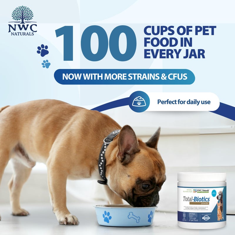 NWC Naturals Total-Biotics, Cat & Dog Probiotics for Digestive Health with Prebiotic, Unflavored Probiotic for Dogs & Cats, Supplement for Gut, Skin, Coat, Stomach Relief, 100 Servings, 2.22 Ounces - Image 4