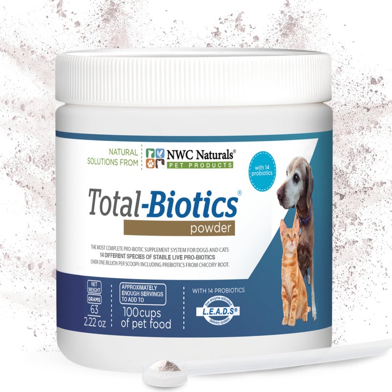 NWC Naturals Total-Biotics, Cat & Dog Probiotics for Digestive Health with Prebiotic, Unflavored Probiotic for Dogs & Cats, Supplement for Gut, Skin, Coat, Stomach Relief, 100 Servings, 2.22 Ounces - Image 1