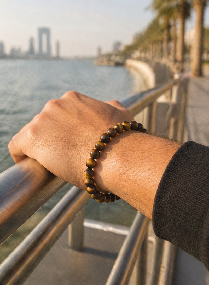 Ringfinity Natural Tiger Eye Bracelet 8mm – Golden Brown Gemstone Beads – Stylish Stretch Bracelet for Daily Wear, Confidence & Focus - Image 2