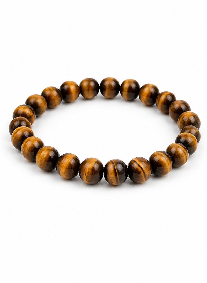 Ringfinity Natural Tiger Eye Bracelet 8mm – Golden Brown Gemstone Beads – Stylish Stretch Bracelet for Daily Wear, Confidence & Focus - Image 1