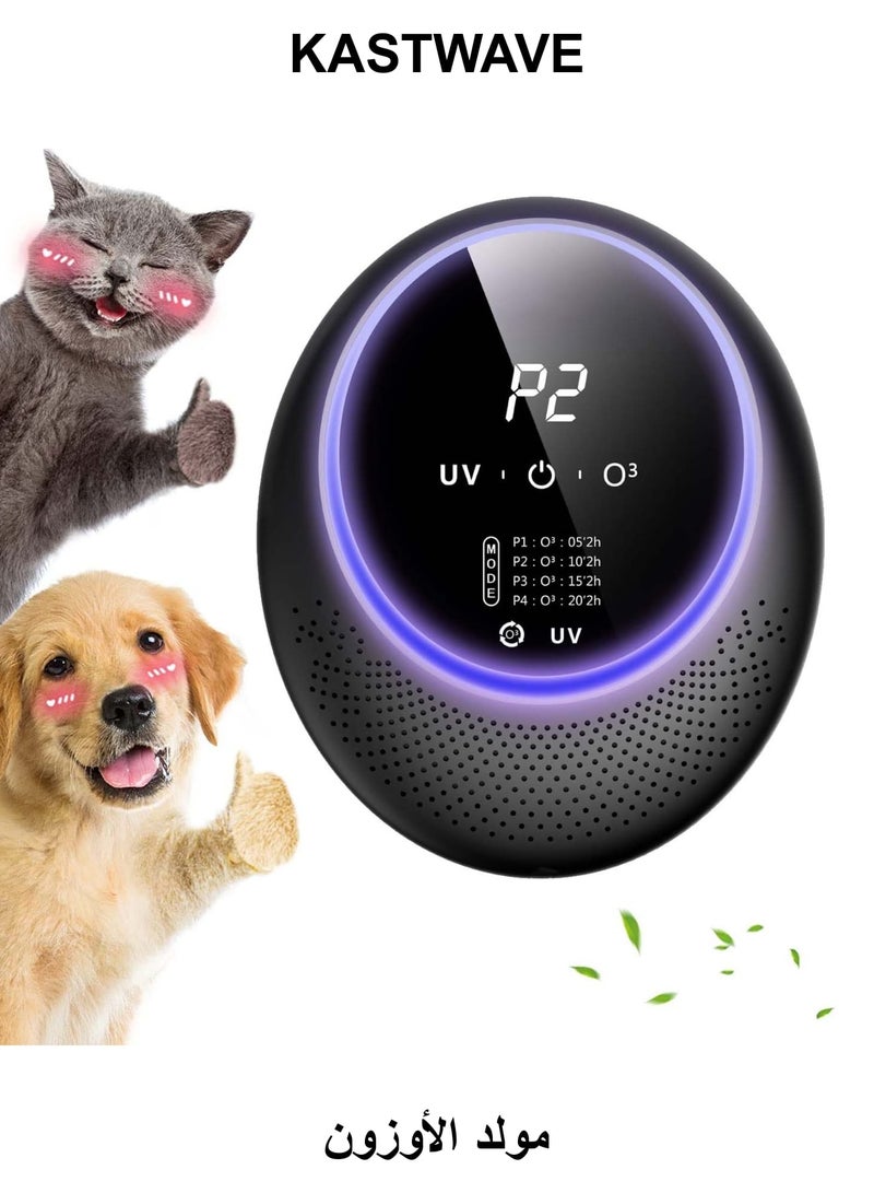 كاست ويف مزيل روائح الحيوانات الأليفة الذكي، جهاز إزالة الروائح بالأوزون، مولد أوزون محمول ببطارية 10000 مللي أمبير/ساعة، مزيل روائح للمنزل، مزيل روائح الغرف للحيوانات الأليفة، الخزانة، المرحاض - Image 1