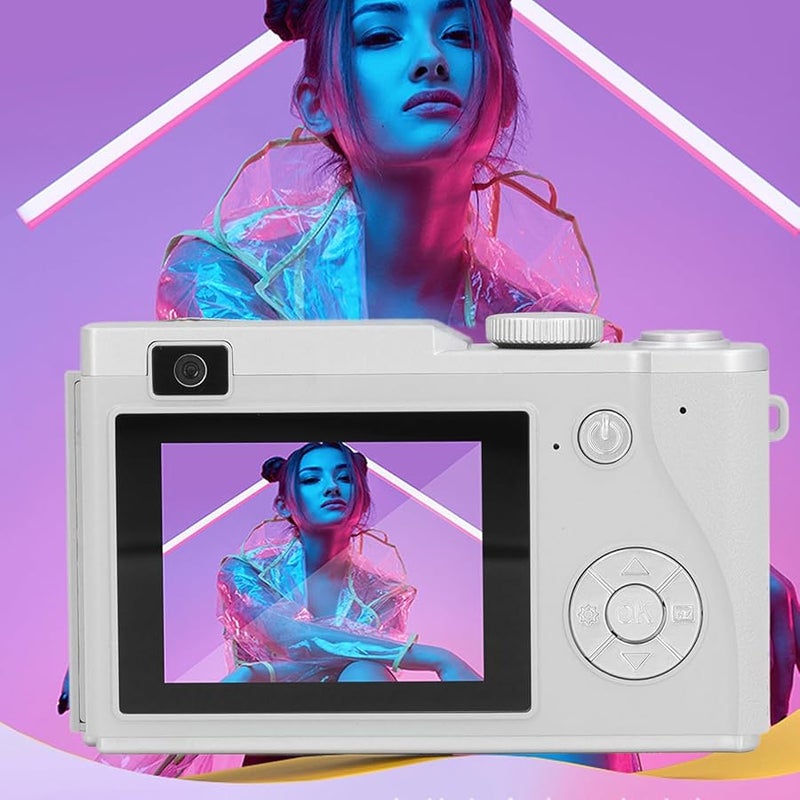White Digital Camera 48MP Autofocus 1080P Vlogging 16X Zoom Anti Shake Compact Selfie Camera For Kids Students - Image 3