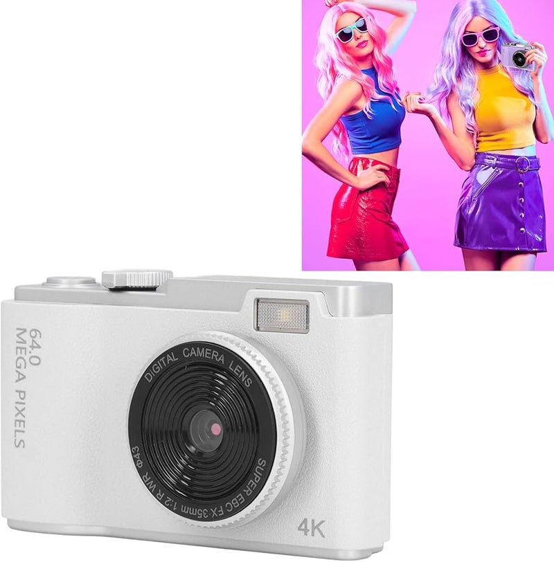 White Digital Camera 48MP Autofocus 1080P Vlogging 16X Zoom Anti Shake Compact Selfie Camera For Kids Students - Image 5