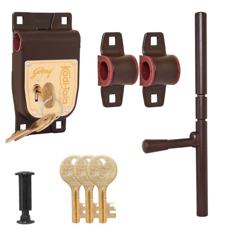 Godrej Locking Solutions and Systems Godrej Door Lock I Kaditala I 2 in 1 Strong Locking Mechanism I Replacement of Aldrop Padlock I for Main Door I Suitable for Weekend Homes Bungalows I Optimum Safety Security I 11 Brown Finish  - Image 3