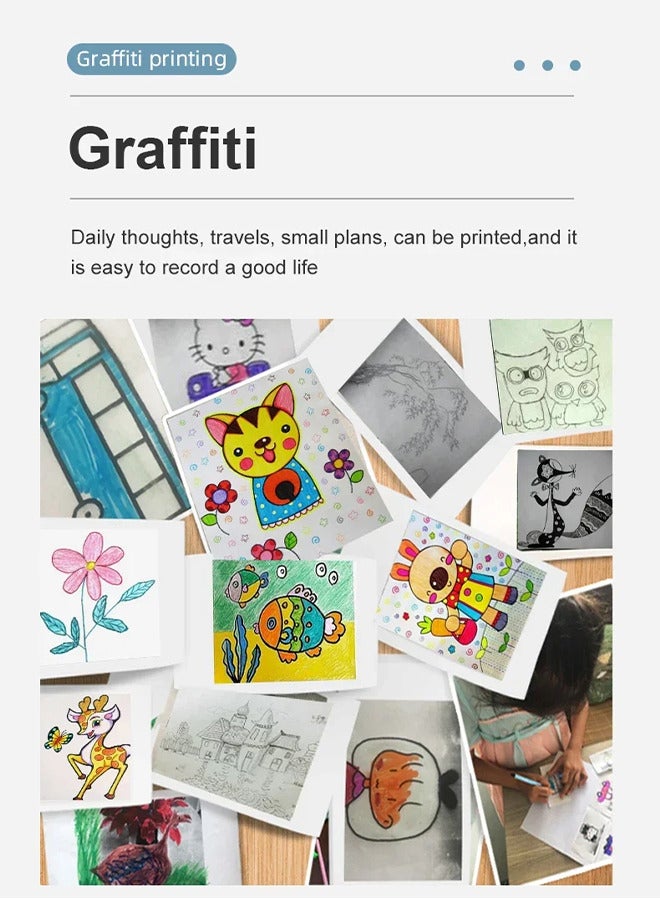 طابعة ملصقات صغيرة، طابعة ملصقات محمولة متعددة الوظائف بدون حبر، طابعة جيب صغيرة قابلة للتقطيع، طابعة حرارية لاسلكية بتقنية البلوتوث، تدعم نظامي أندرويد وiOS، مع لفة واحدة من ورق الطباعة، لطباعة ملص - Image 5