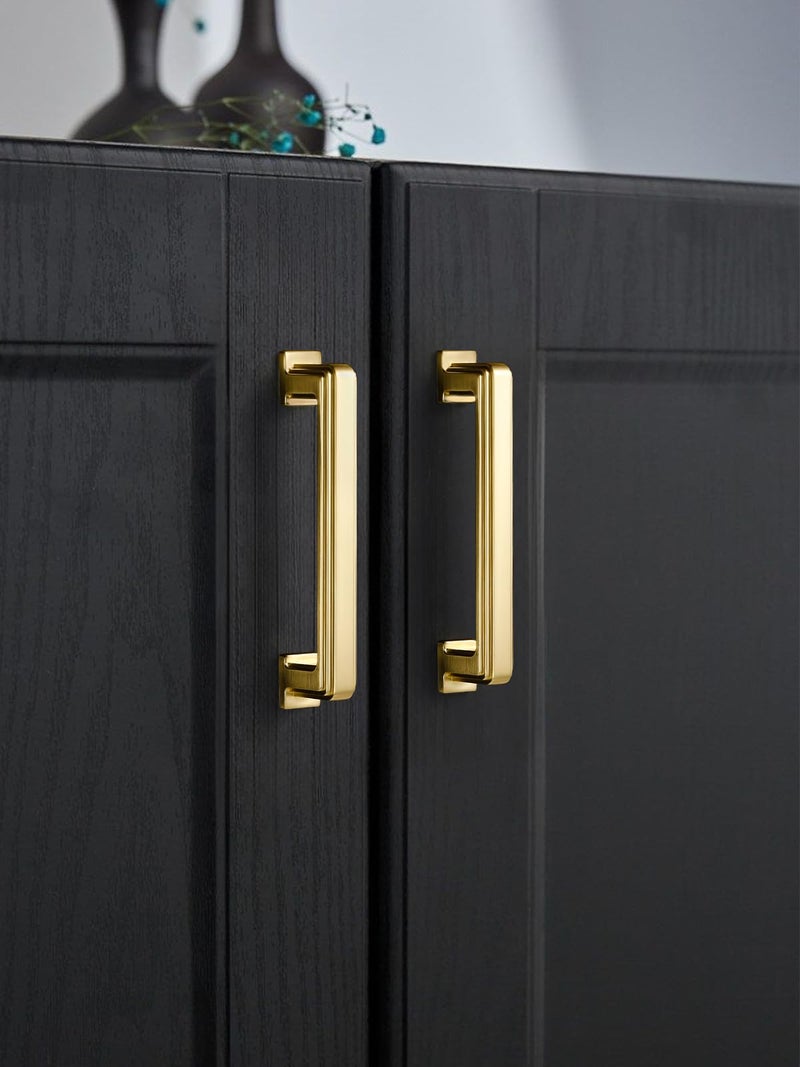 SORWDUERM Sorwdurem 5 Pack 5 Inch(128Mm) Brushed Gold Cabinet Pulls Drawer Pulls Kitchen Hardware Cabinet Handles Cupboard Kitchen Hardware - Image 4