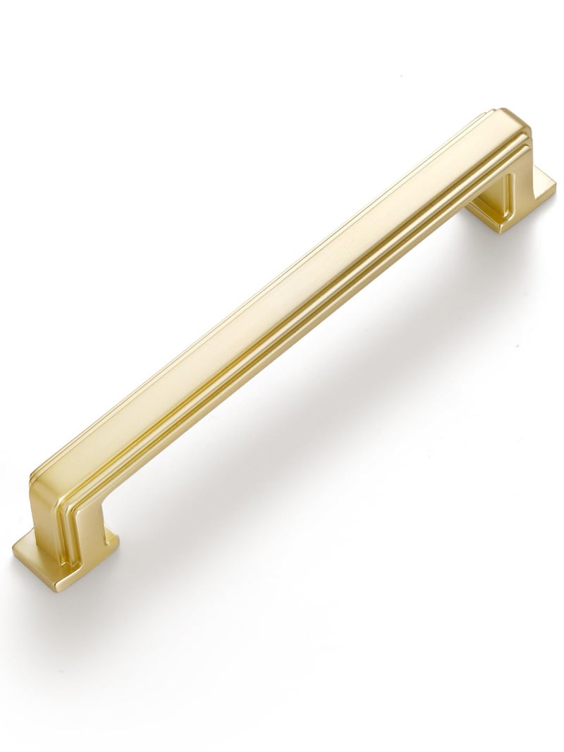 SORWDUERM Sorwdurem 5 Pack 5 Inch(128Mm) Brushed Gold Cabinet Pulls Drawer Pulls Kitchen Hardware Cabinet Handles Cupboard Kitchen Hardware - Image 1