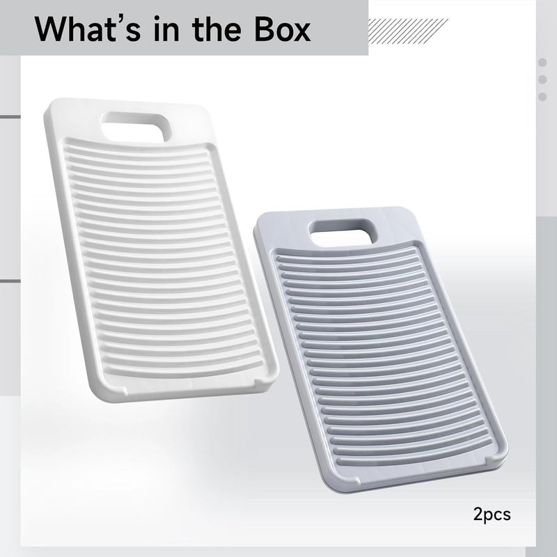 Plastic Laundry Washboard Set, 11.2 X 6.3 X 0.6 In, White & Gray, Travel Mini 2 Pcs With Hanging Hole - Image 5