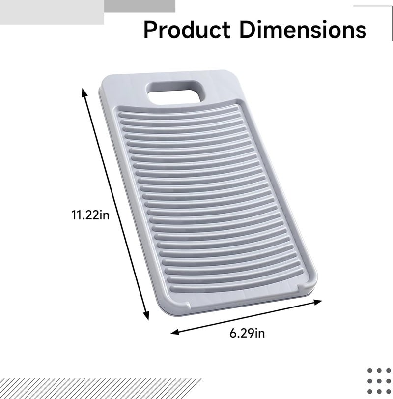 Plastic Laundry Washboard Set, 11.2 X 6.3 X 0.6 In, White & Gray, Travel Mini 2 Pcs With Hanging Hole - Image 2
