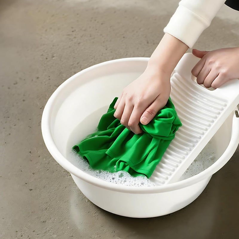 Plastic Laundry Washboard Set, 11.2 X 6.3 X 0.6 In, White & Gray, Travel Mini 2 Pcs With Hanging Hole - Image 3