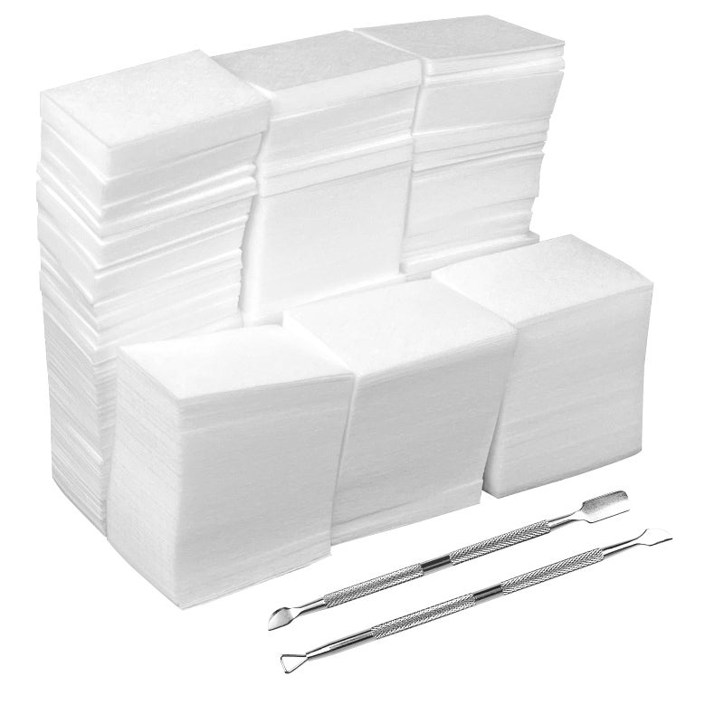 Eyxformula 1000 Pcs Lint Free Nail Wipes Gel Polish Remover Pads - Absorbent Cotton Pads For Manicure Prep & Care Routine - Includes 2 Cuticle Pushers - Nail Supplies for Home & Salon Techs Use - Image 1