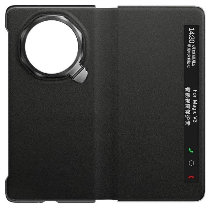 VKL Compatible with Honor Magic V3 Case Premium Smart View Window Flip Stand Leather Phone Case Ultra Thin Full Cover With Vertical Bracket For Magic V3 (Black) - Image 1