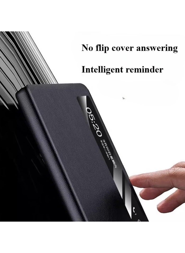 VKL Compatible with Honor Magic V3 Case Premium Smart View Window Flip Stand Leather Phone Case Ultra Thin Full Cover With Vertical Bracket For Magic V3 (Black) - Image 5