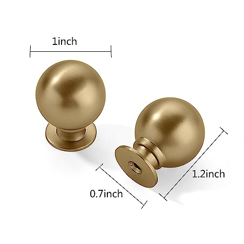 CABDM 20 Pack 1 Inch Vintage Ball Champagne Bronze Cabinet Knobs Kitchen Cabinet Hardware Satin Brass Drawer Knobs Pulls for Drawers. - Image 2