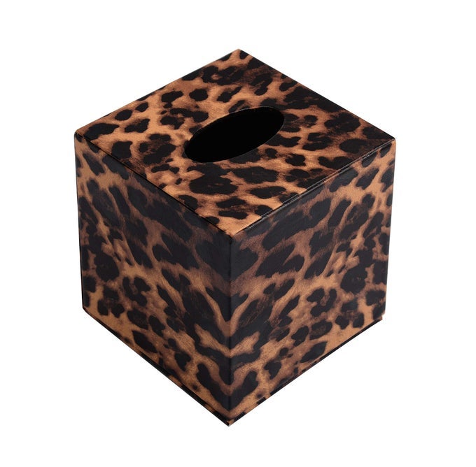 HOME DECOR CUBE TISSUE BOX HOLDERS PU LEATHER SQUARE TISSUE BOX COVER LEOPARD